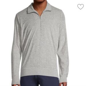 ONIA gray terry quarter zip pullover size L
